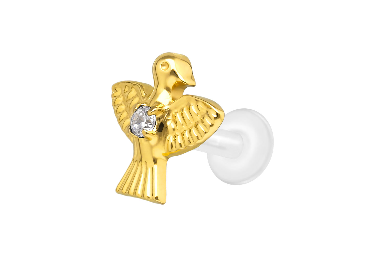 PTFE Labret Piercing mit Innengewinde + Titan-Aufsatz TAUBE